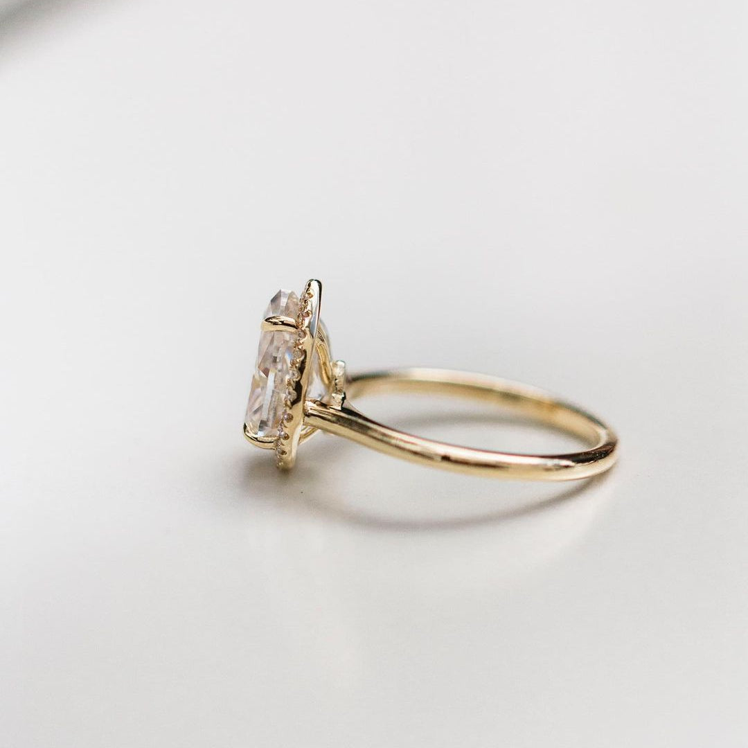 2.35 CT Pear Halo Lab Grown Diamond Engagement Ring