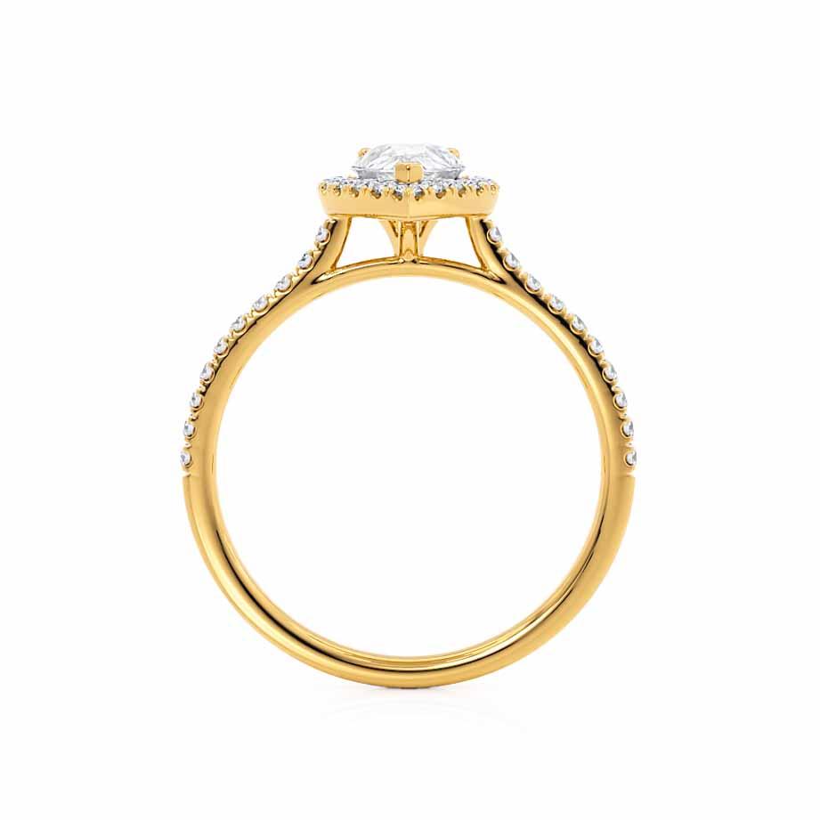 0.94 CT Pear Halo & Pave Lab Grown Diamond Engagement Ring