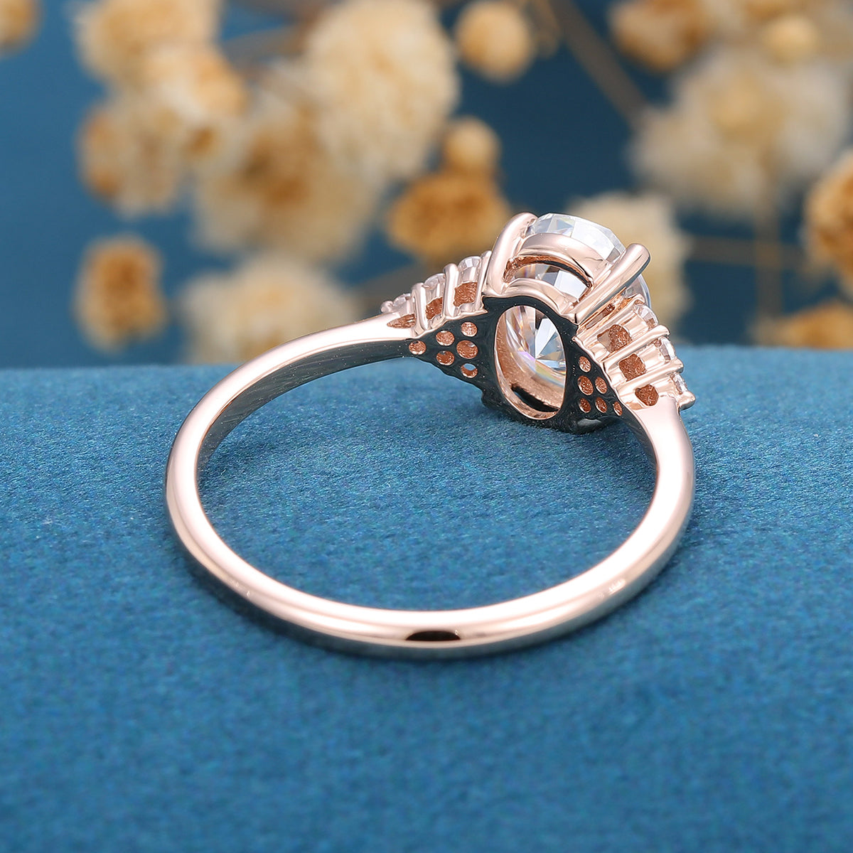 1.33 CT Oval Cluster Lab Grown Diamond Engagement Ring