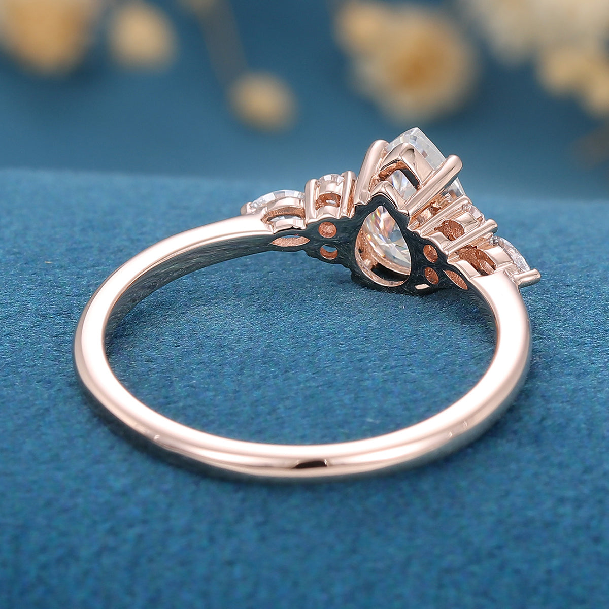 1 CT Pear Cluster Lab Grown Diamond Engagement Ring