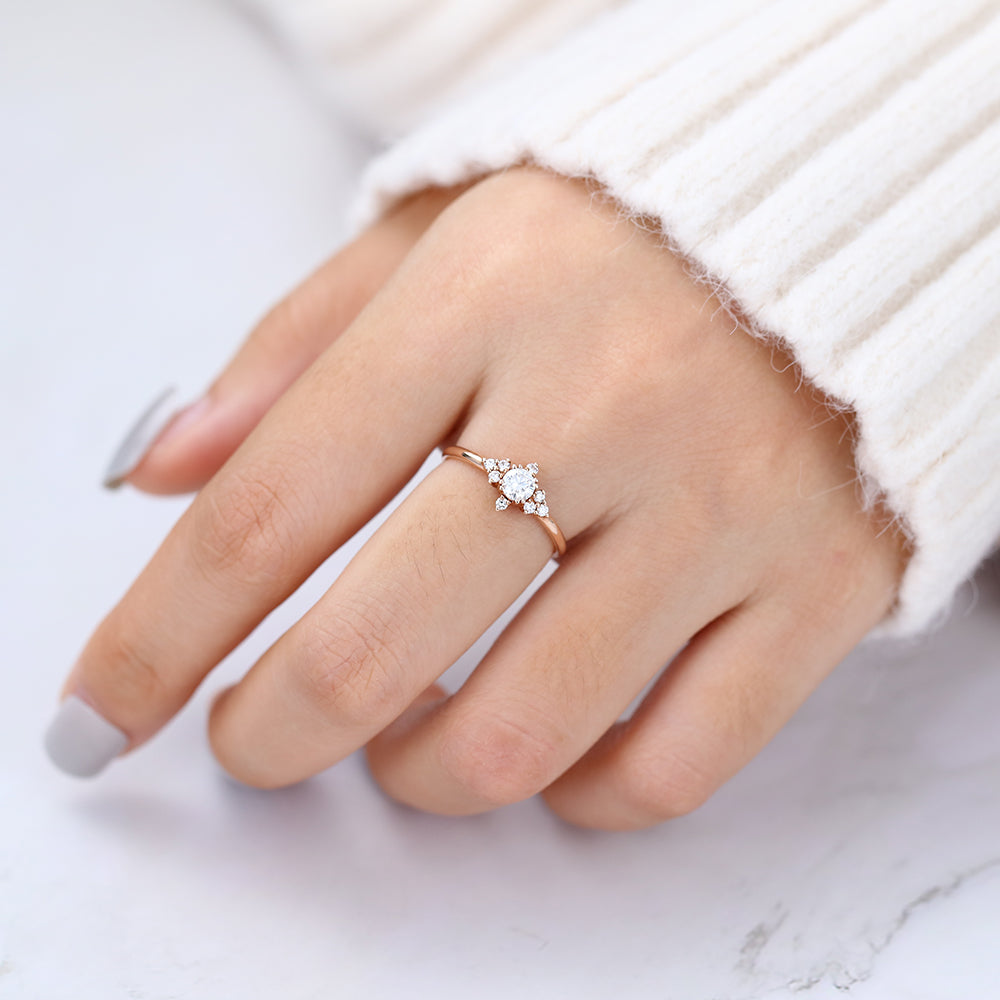 0.22 CT Round Cluster Moissanite Engagement Ring