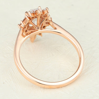 0.84 CT Oval Cluster Moissanite Engagement Ring