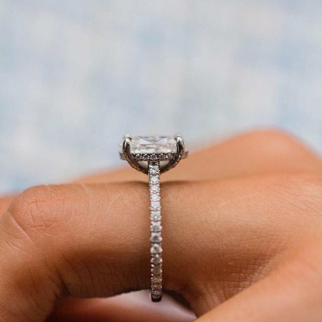 3.85 CT Oval Pave Lab Grown Diamond Engagement Ring