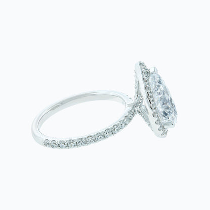 3.0 CT Pear Halo & Pave Lab Grown Diamond Engagement Ring