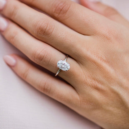 2.1 CT Oval Hidden Halo Lab Grown Diamond Engagement Ring