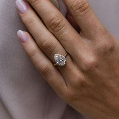 2.35 CT Pear Halo Lab Grown Diamond Engagement Ring