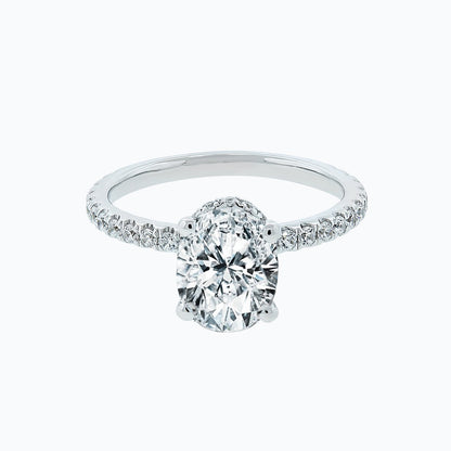 2.50 CT Oval Hidden Halo & Pave Lab Grown Diamond Engagement Ring