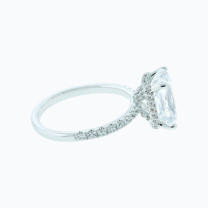 3.0 CT Radiant Hidden Halo & Pave Lab Grown Diamond Engagement Ring