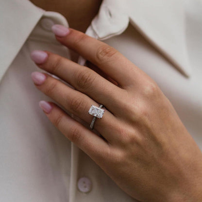3 CT Radiant Pave Lab Grown Diamond Engagement Ring