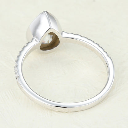 1 CT Pear Pave & Bezel Moissanite Engagement Ring