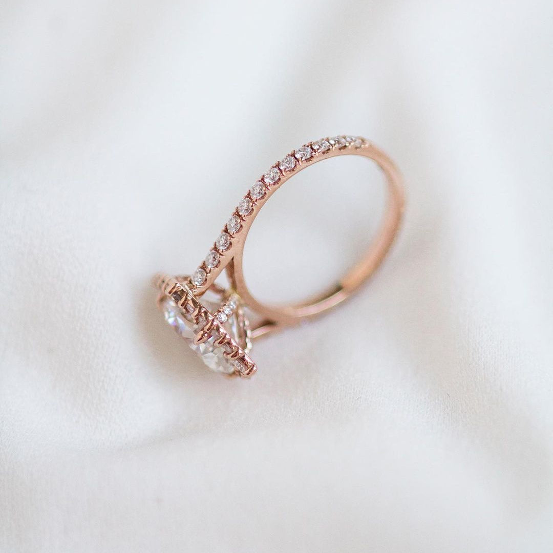 3 CT Pear Halo & Pave Lab Grown Diamond Engagement Ring