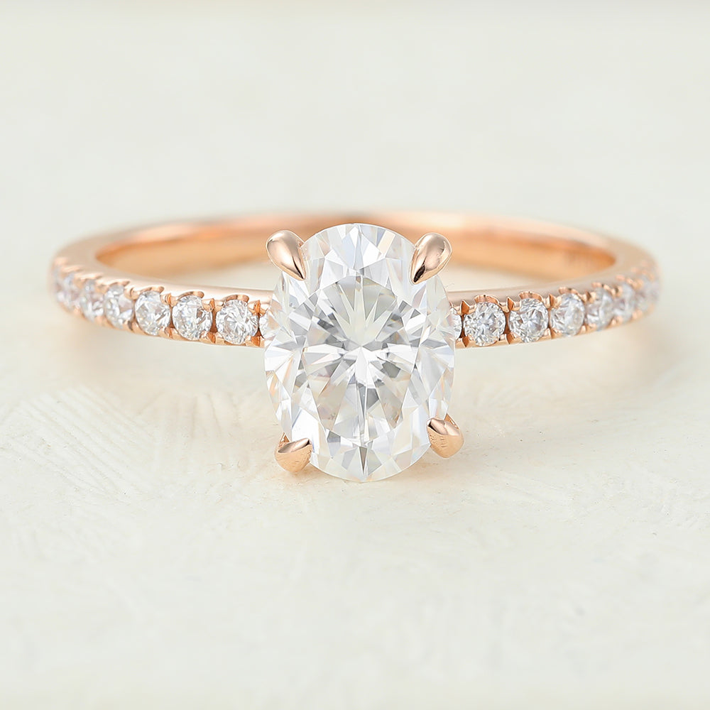 1.33 CT Oval Pave Lab-Grown Diamond Engagement Ring