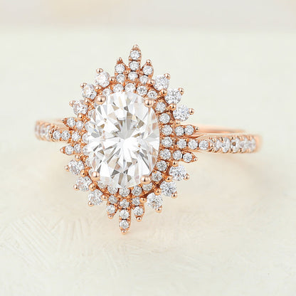 1.33 CT Oval Cluster & Pave Lab-Grown Diamond Engagement Ring