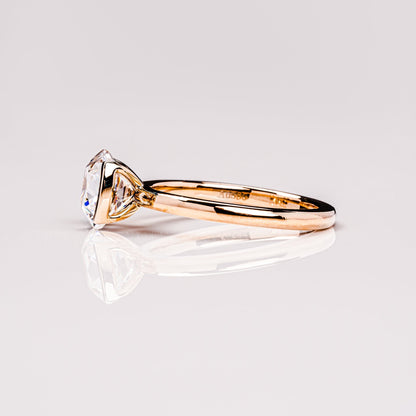 2.54 CT Cushion Solitaire & Half Bezel Moissanite Engagement Ring