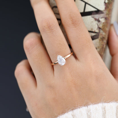 1.5 CT Pear Solitaire Lab-Grown Diamond Engagement Ring