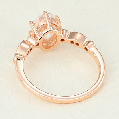 1.33 CT Oval Milgrain Pave Lab-Grown Diamond Engagement Ring