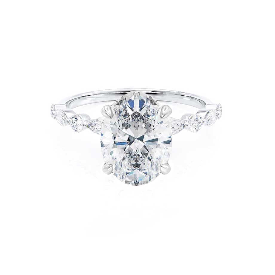 0.9 CT Oval Pave Lab Grown Diamond Engagement Ring
