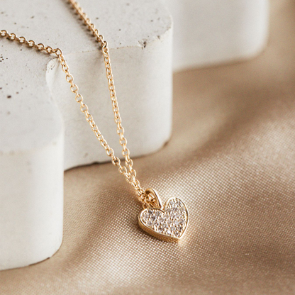 0.07 TCW Round Moissanite Heart Multi Stone Necklace