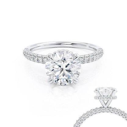 1.5 CT Round Hidden Halo & Pave Lab Grown Diamond Engagement Ring
