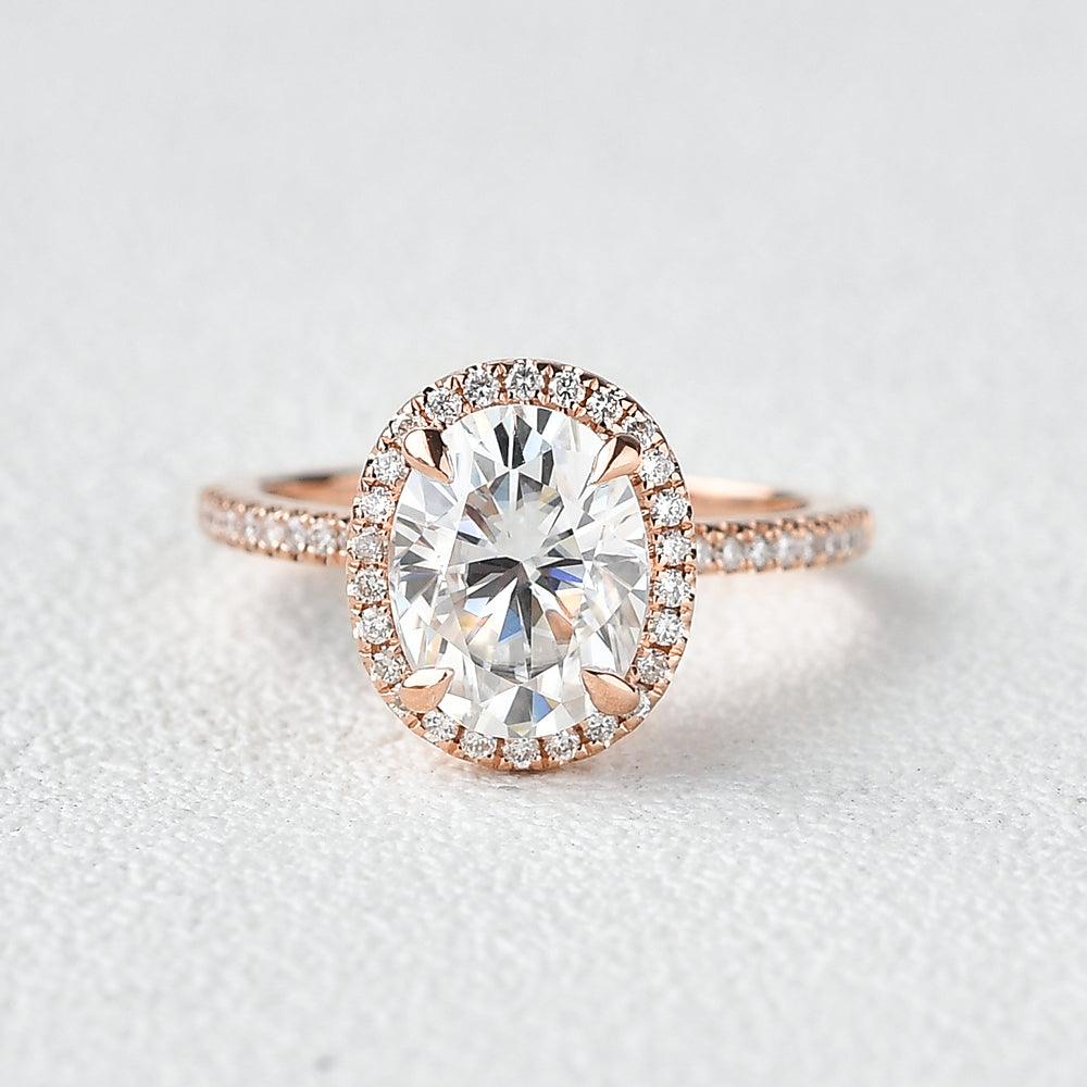 1.91 CT Oval Halo & Pave Lab Grown Diamond Engagement Ring