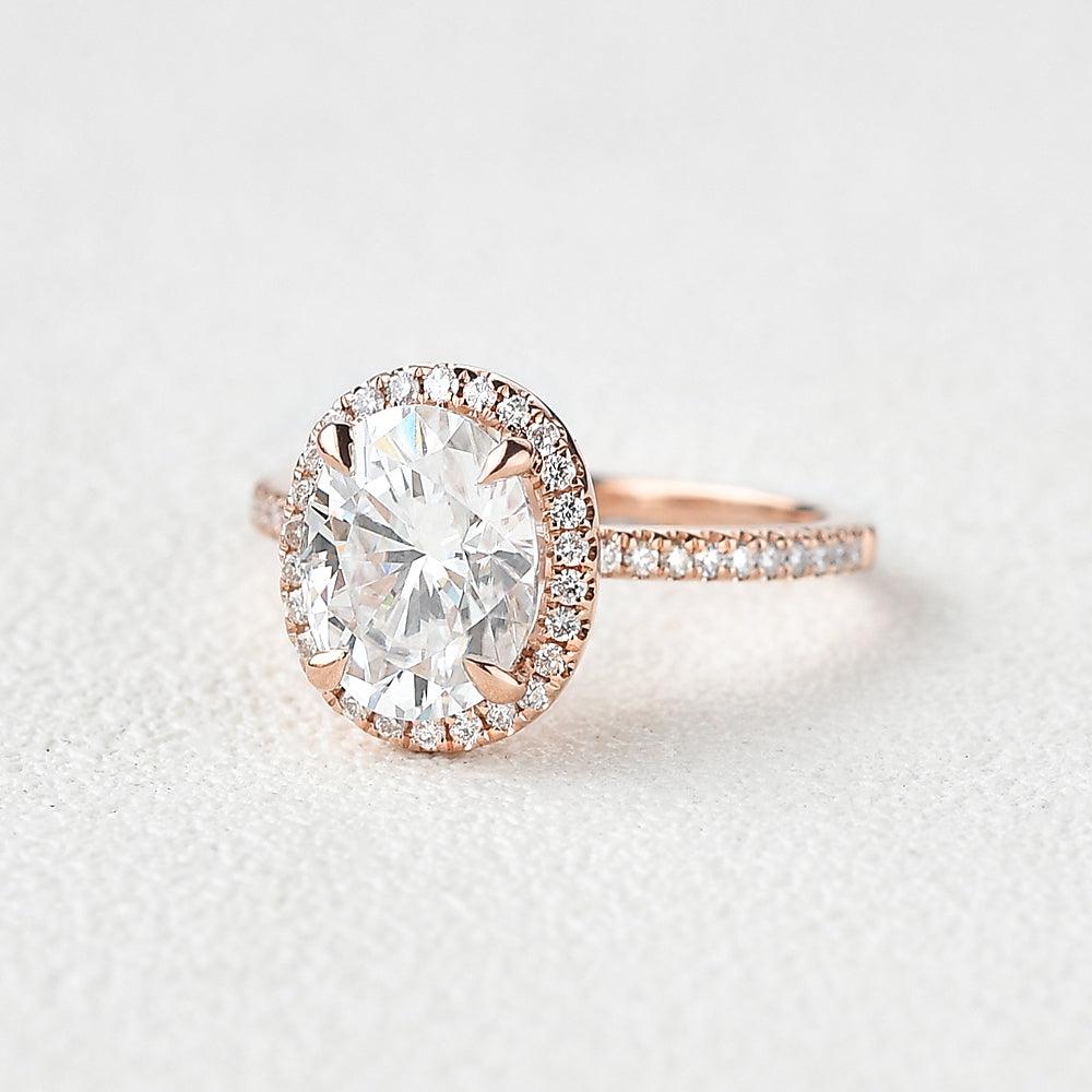 1.91 CT Oval Halo & Pave Lab Grown Diamond Engagement Ring