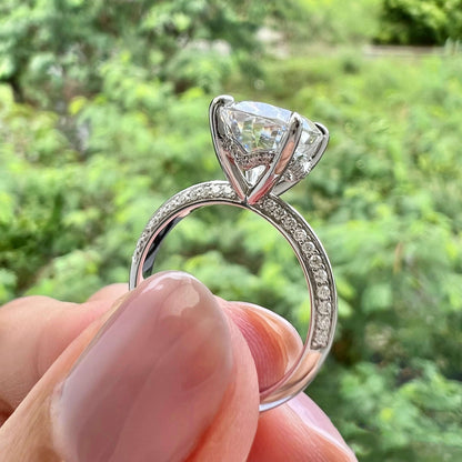5.18 CT Oval Pave Moissanite Engagement Ring