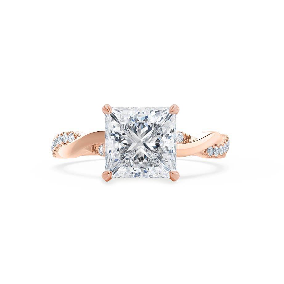 1.92 CT Princess Twisted Pave Lab Grown Diamond Engagement Ring