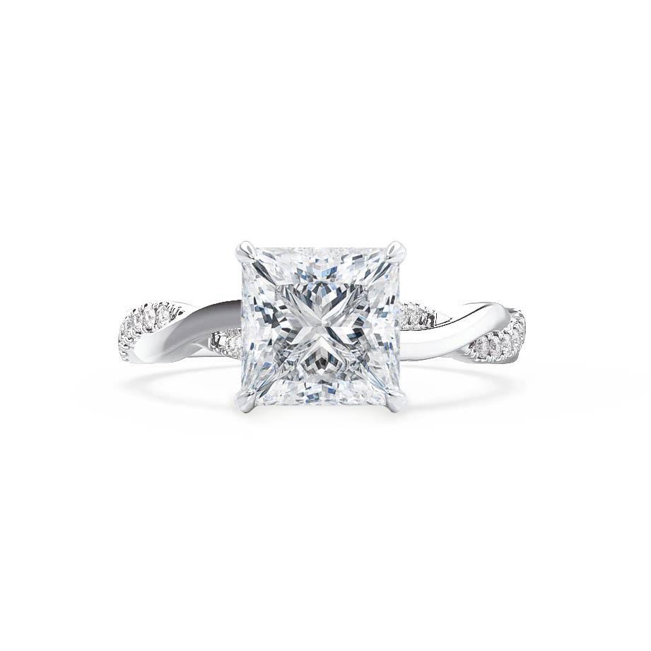1.92 CT Princess Twisted Pave Lab Grown Diamond Engagement Ring