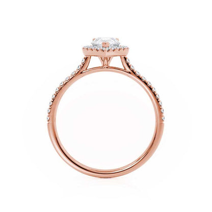 0.94 CT Pear Halo & Pave Lab Grown Diamond Engagement Ring
