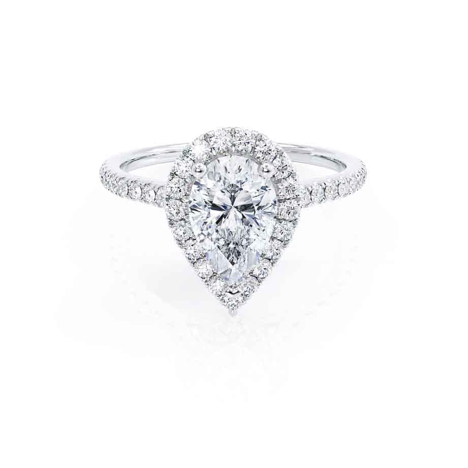 1.92 CT Pear Halo & Pave Lab Grown Diamond Engagement Ring
