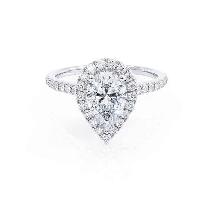 1.92 CT Pear Halo & Pave Lab Grown Diamond Engagement Ring