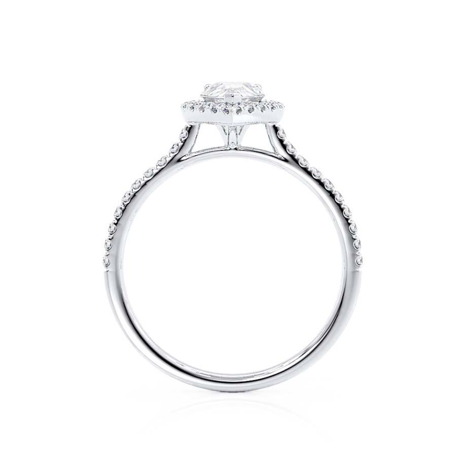 0.94 CT Pear Halo & Pave Lab Grown Diamond Engagement Ring