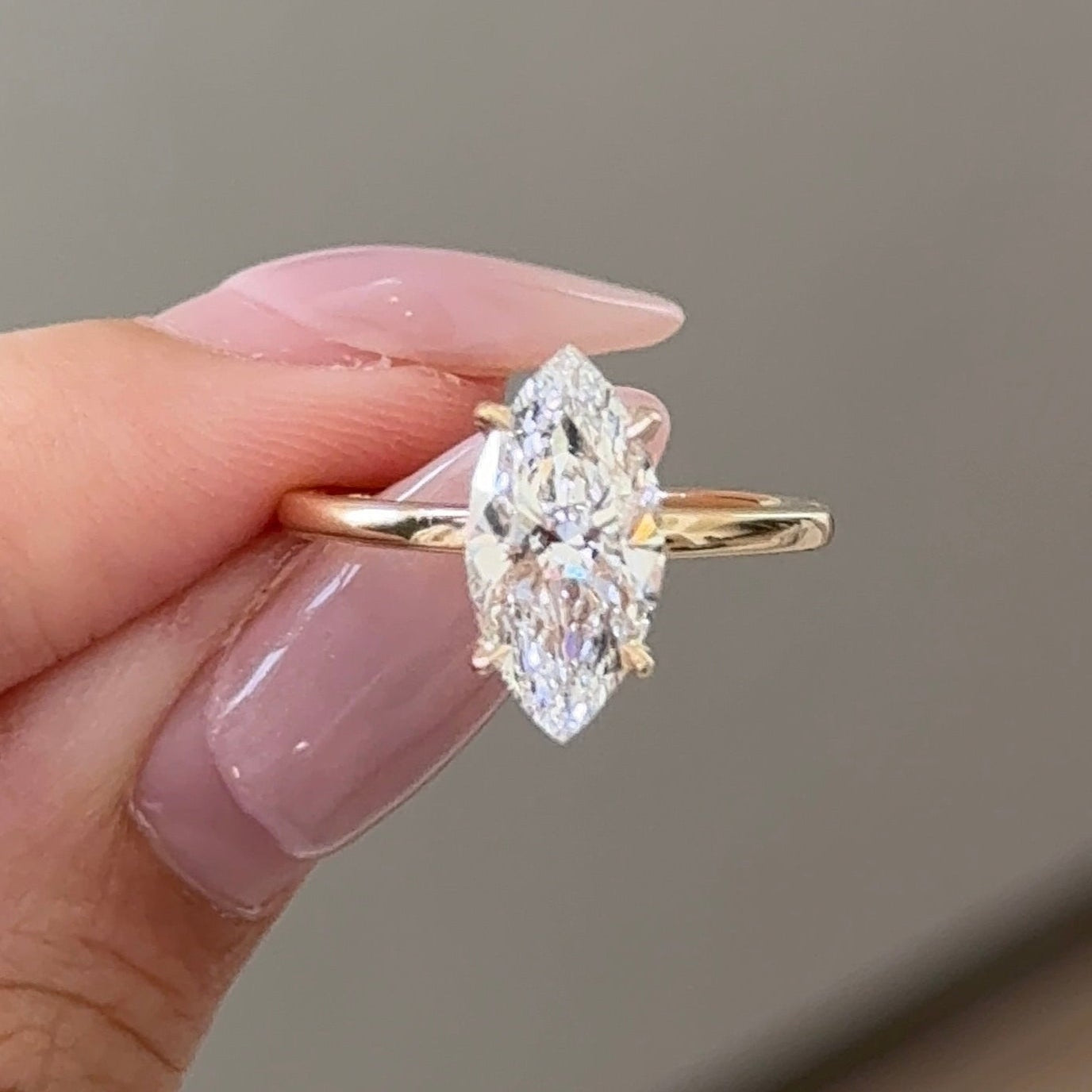 2 CT Marquise Hidden Halo Moissanite Engagement Ring