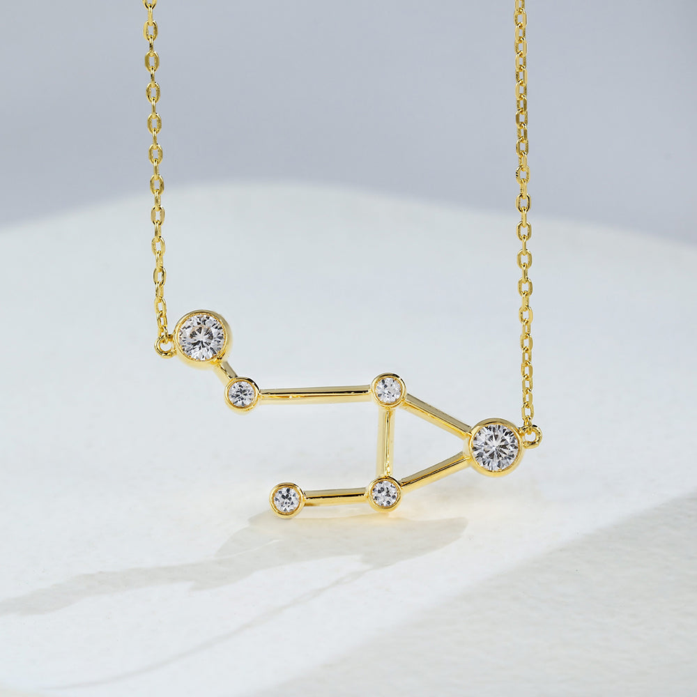 0.69 TCW Round Moissanite Libra-Zodiac Sign Necklace