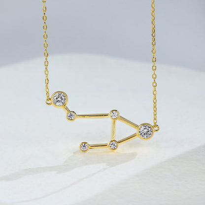 0.69 TCW Round Moissanite Libra-Zodiac Sign Necklace