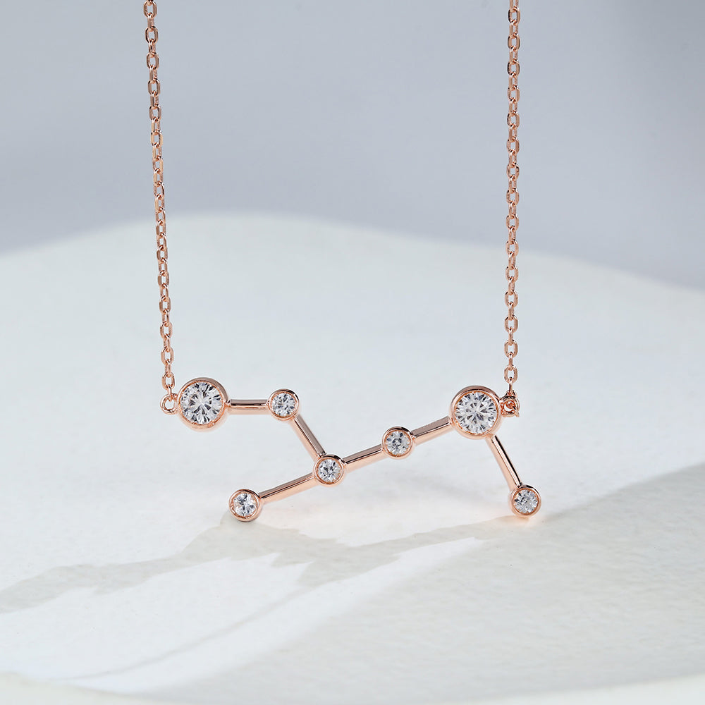 0.83 TCW Round Moissanite Virgo-Zodiac Sign Necklace