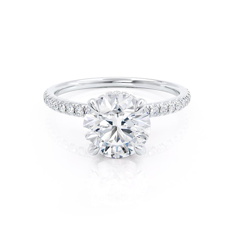 1 CT Round Hidden Halo & Pave Lab Grown Diamond Engagement Ring