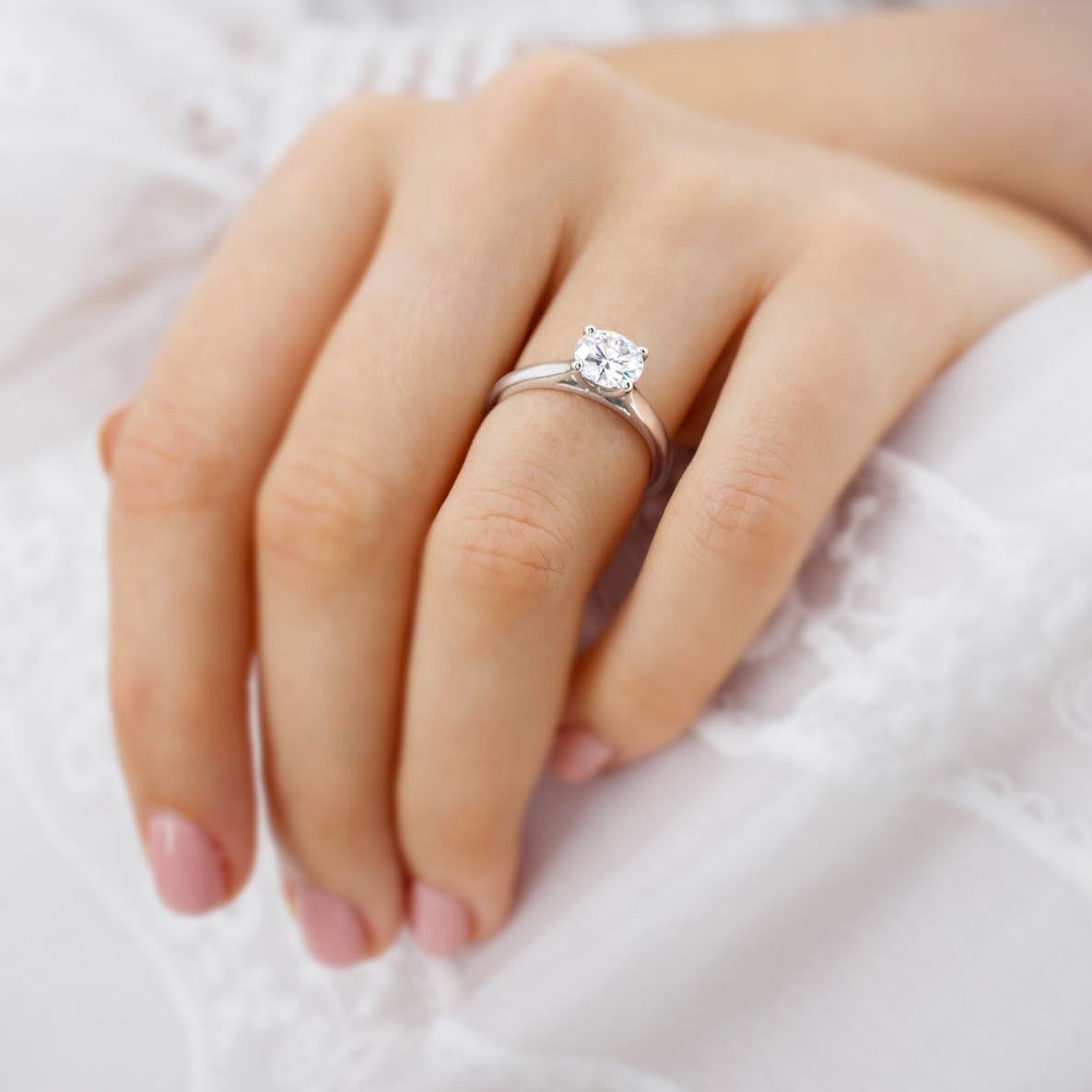 1.2 CT Round Solitaire Lab Grown Diamond Engagement Ring