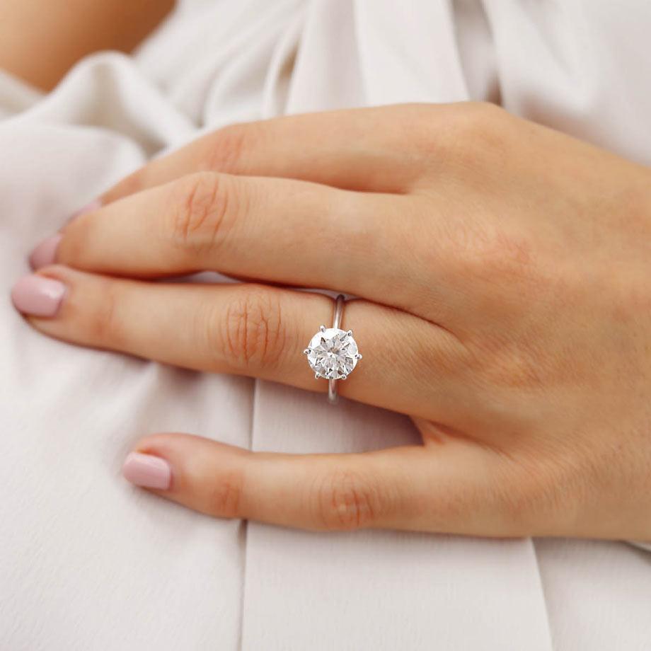 2.2 CT Round Solitaire Lab Grown Diamond Engagement Ring