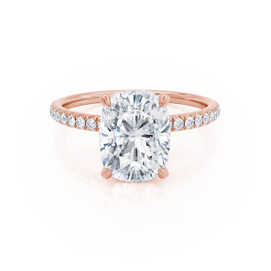 2.3 CT Elongated Cushion Hidden Halo & Pave Lab Grown Diamond Engagement Ring