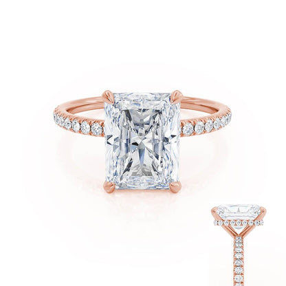 1.8 CT Radiant Hidden Halo & Pave Lab Grown Diamond Engagement Ring