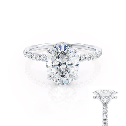 1.5 CT Oval Hidden Halo & Pave Lab Grown Diamond Engagement Ring