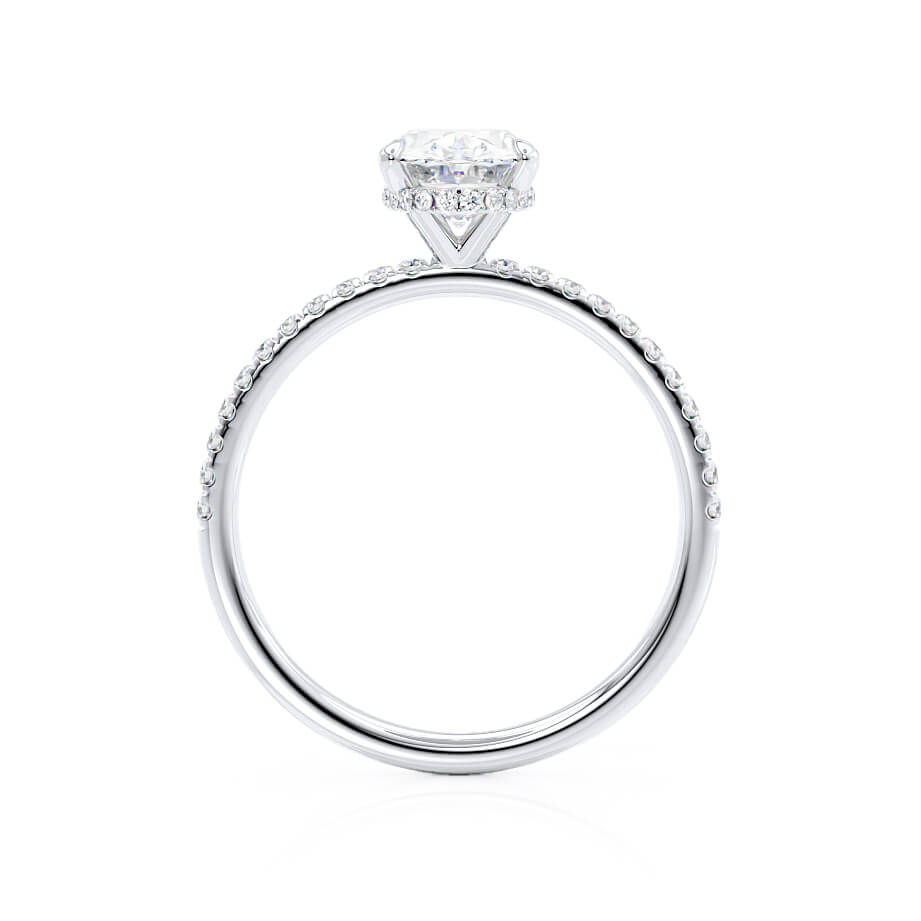 1.5 CT Oval Hidden Halo & Pave Lab Grown Diamond Engagement Ring