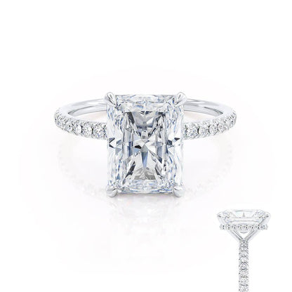 1.8 CT Radiant Hidden Halo & Pave Lab Grown Diamond Engagement Ring