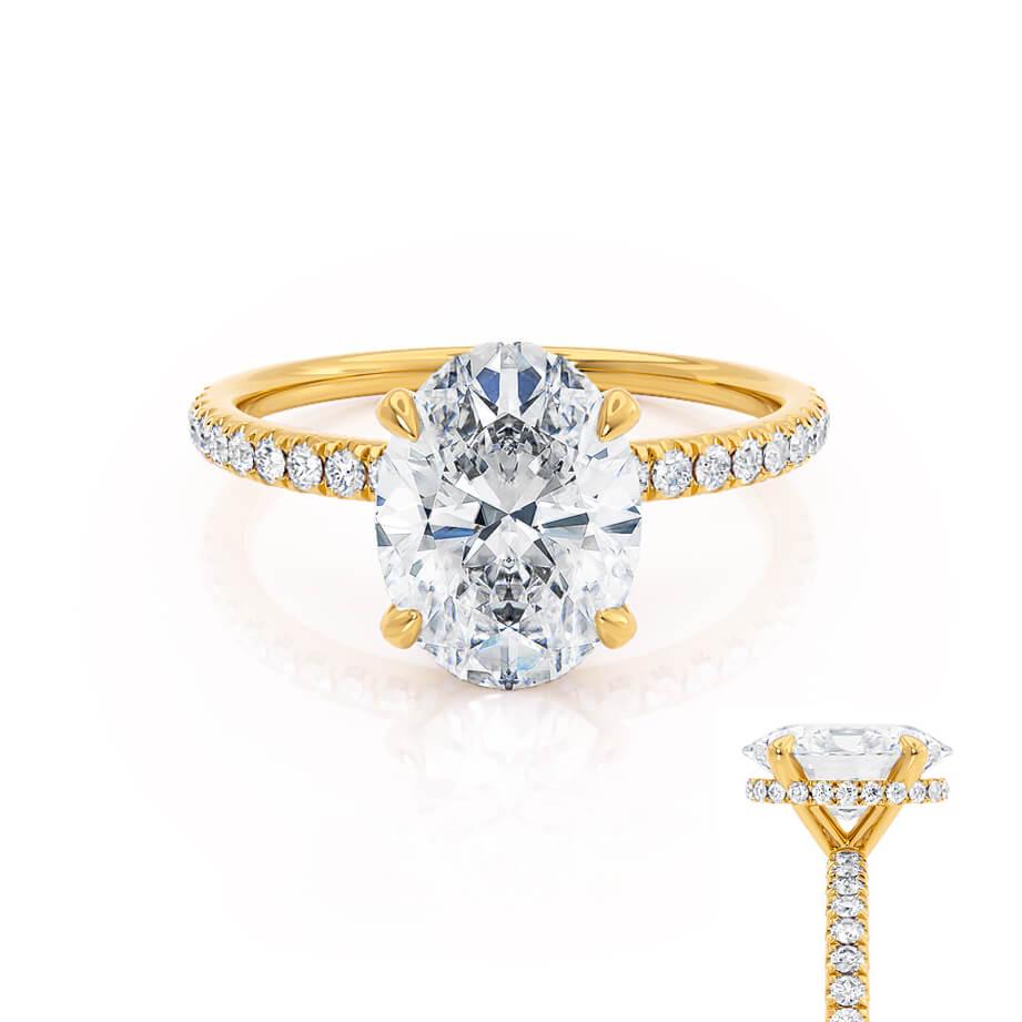 1.5 CT Oval Pave Lab Grown Diamond Engagement Ring