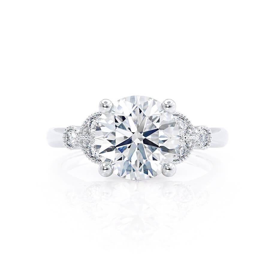 1.5 CT Round Cluster Lab Grown Diamond Engagement Ring