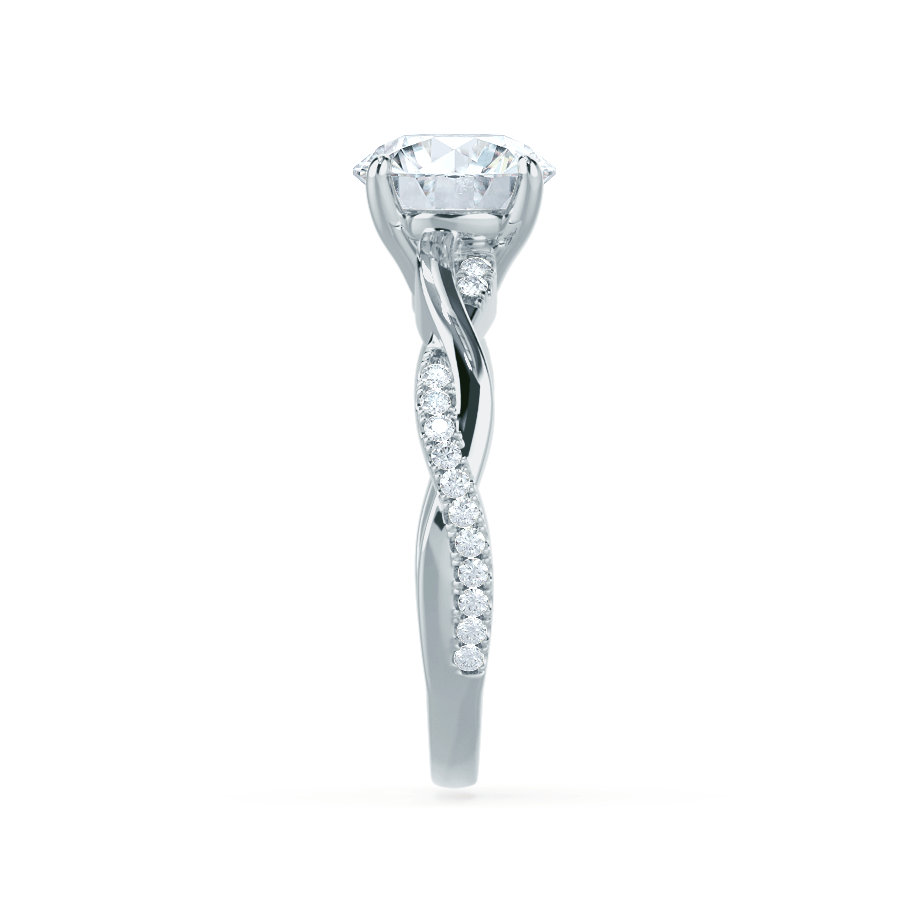 1 CT Round Twisted Pave Lab Grown Diamond Engagement Ring