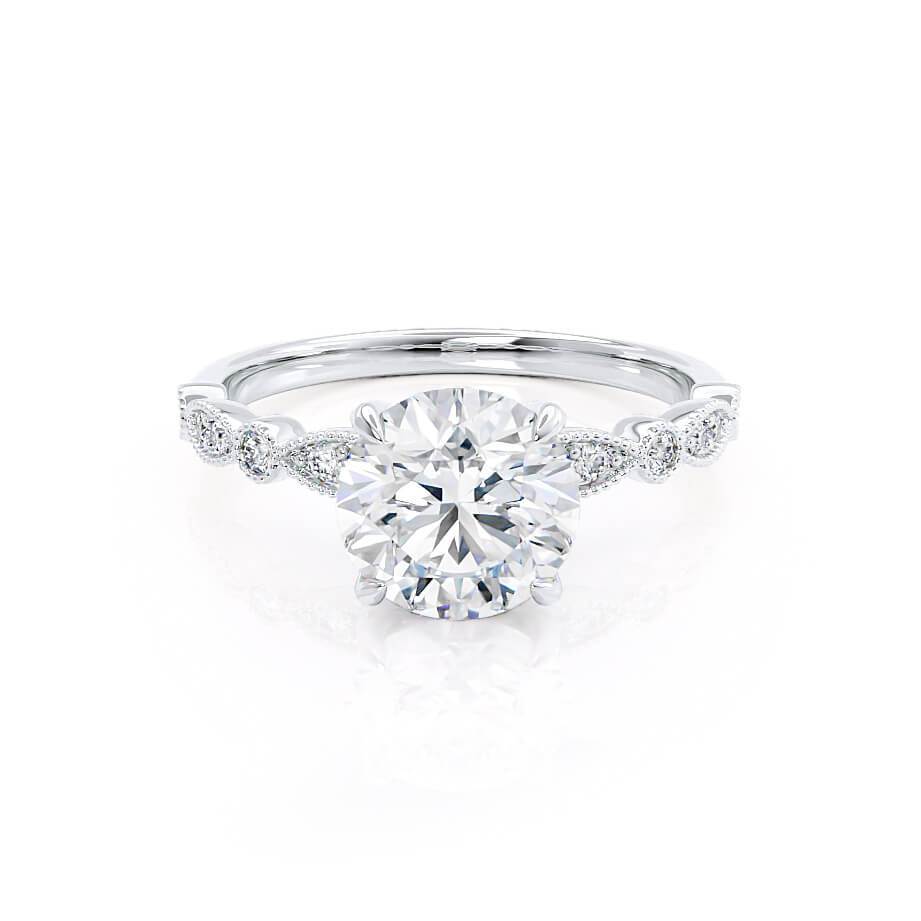 1 CT Round Pave Lab Grown Diamond Engagement Ring