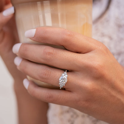 2 CT Round Cluster Lab Grown Diamond Engagement Ring