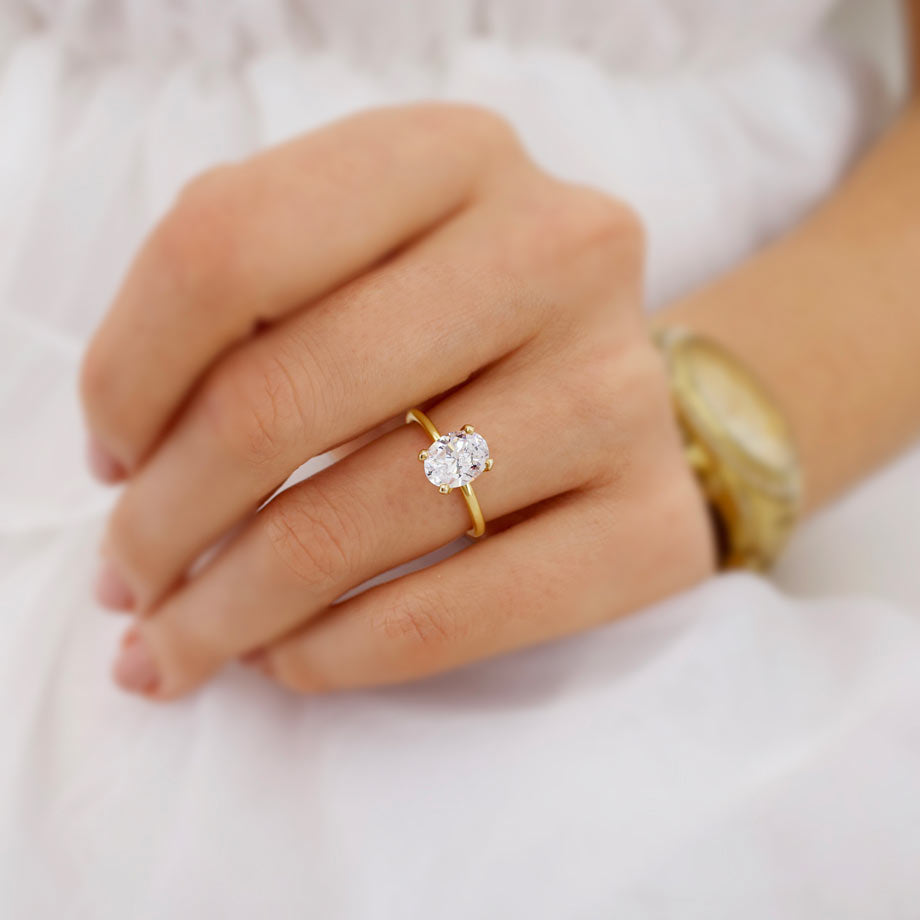 1.5 CT Oval Solitaire Lab Grown Diamond Engagement Ring